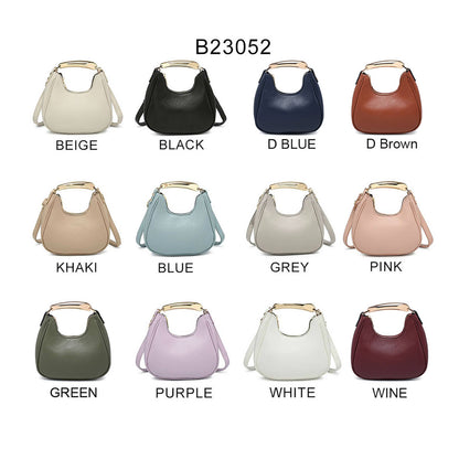 B23052-Top Zip Closure Metal Handle Grab Bag: Olive