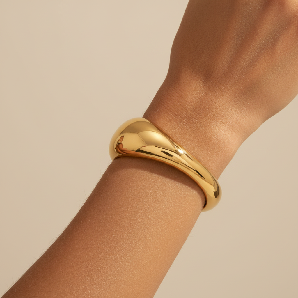 Chunky Wavy Bangle 18k Gold Plated Waterproof