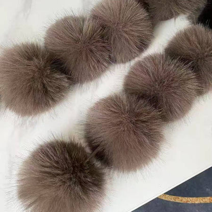 Luxury Faux Fur Snood Scarf with Pom Poms: Chocolate