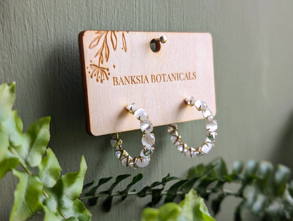 Gold Cat's Eye & Cubic Zirconia Hoop Earrings