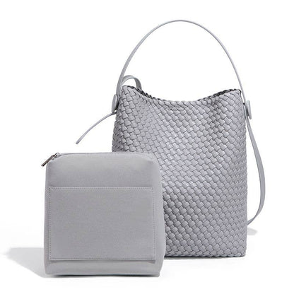 Luxury Woven Hobo Bag with Matching Pouch B2047: Tan