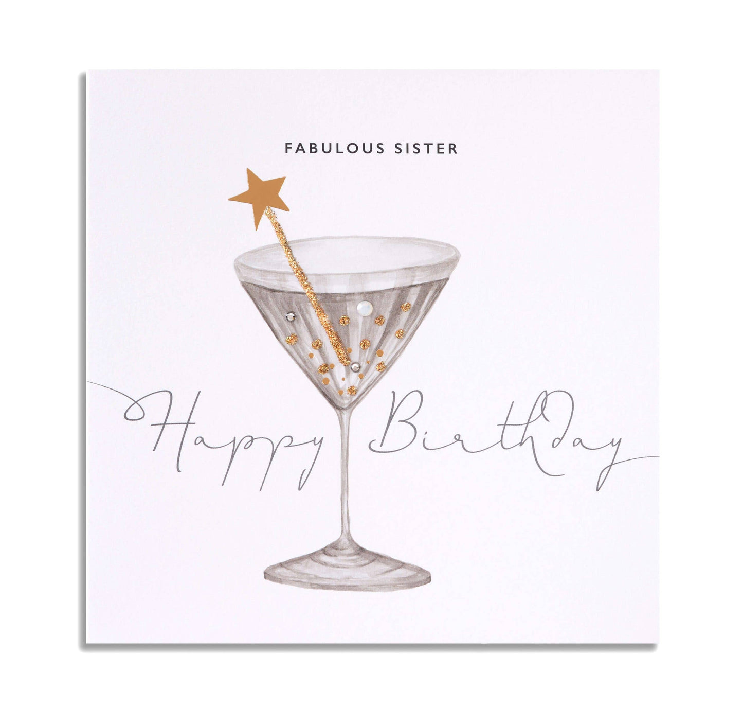 Card - Fabulous Sister, Happy Birthday - Cocktail Glass