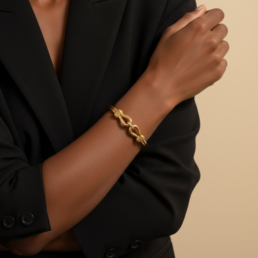 Interlocking Loop Bracelet 18k Gold Plated Modern 