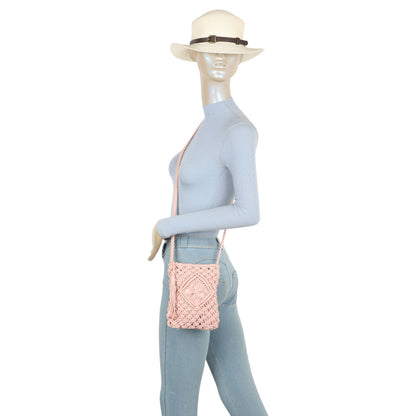 9806 Crochet Crossbody Bag: Navy