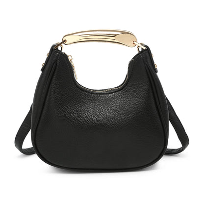 B23052-Top Zip Closure Metal Handle Grab Bag: Olive