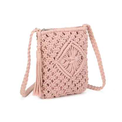 9806 Crochet Crossbody Bag: Khaki