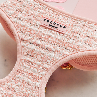 Pink Textured Tweed Adjustable Neck Harness: S