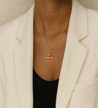 T Bar Delicate Chain Necklace 18k Gold Plated Dainty Gift