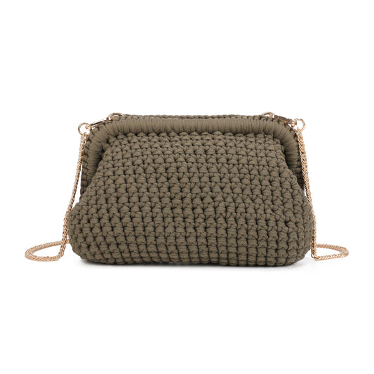 5111 Crochet Metal Clutch with chain: Green
