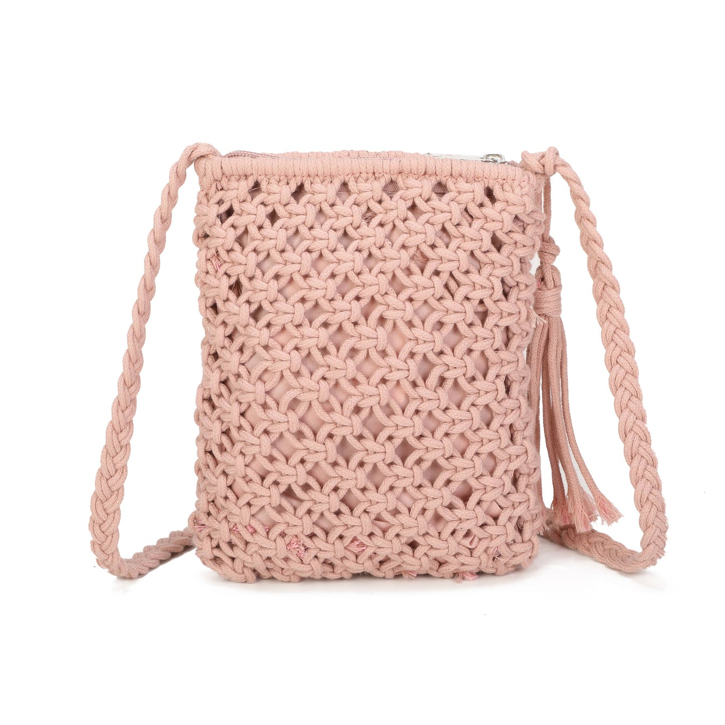 9806 Crochet Crossbody Bag: White