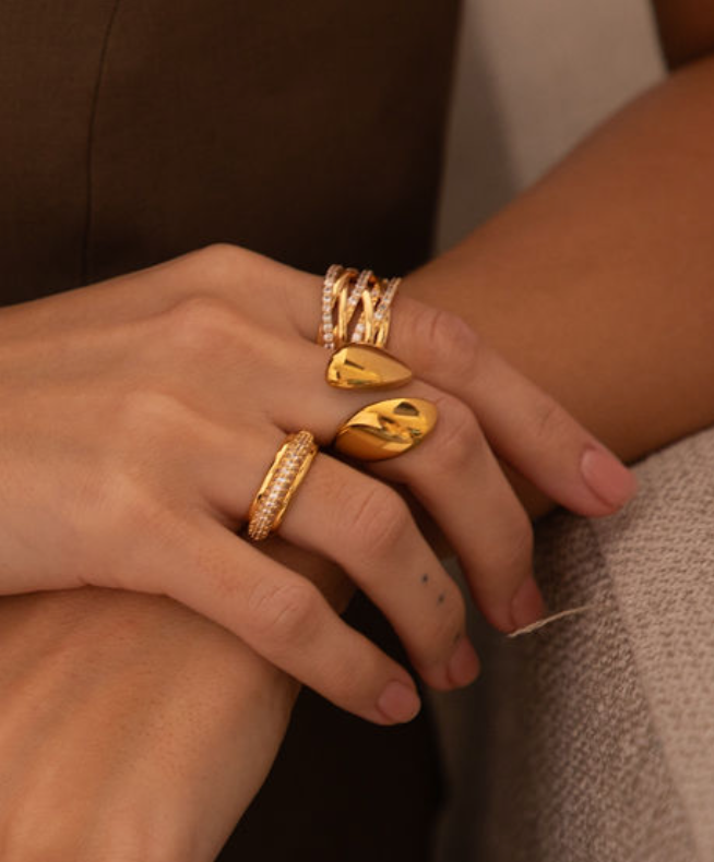 Chunky Wrap Ring 18k Gold Plated Sculpted Modern Premium