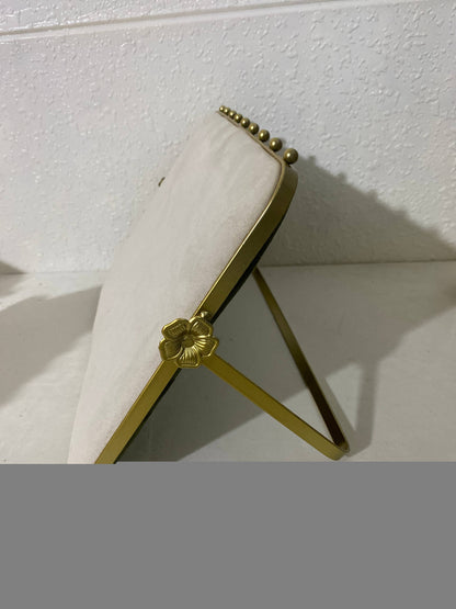 Velvet jewellery double sided stand with metal Rose side 002: Grey/Cream
