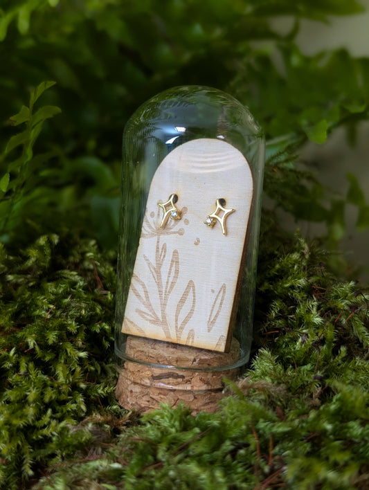 Dazzling Star Gold Plated Sterling Silver Studs