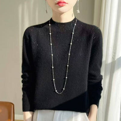 Sparkling Rhinestone Knit Sweater SK180: Taupe