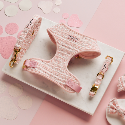 Pink Textured Tweed Adjustable Neck Harness: S