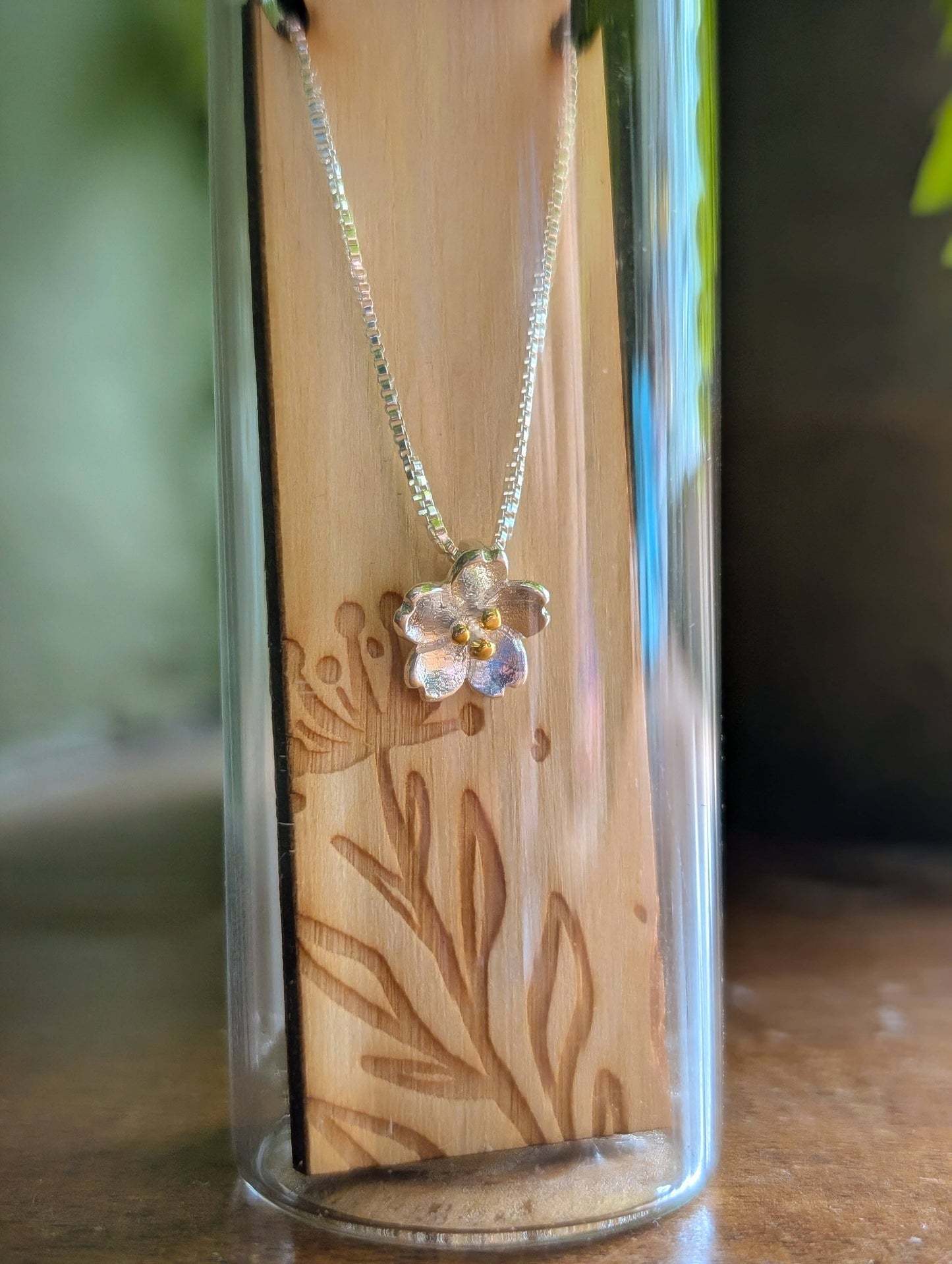 Cherry Blossom Silver Necklace