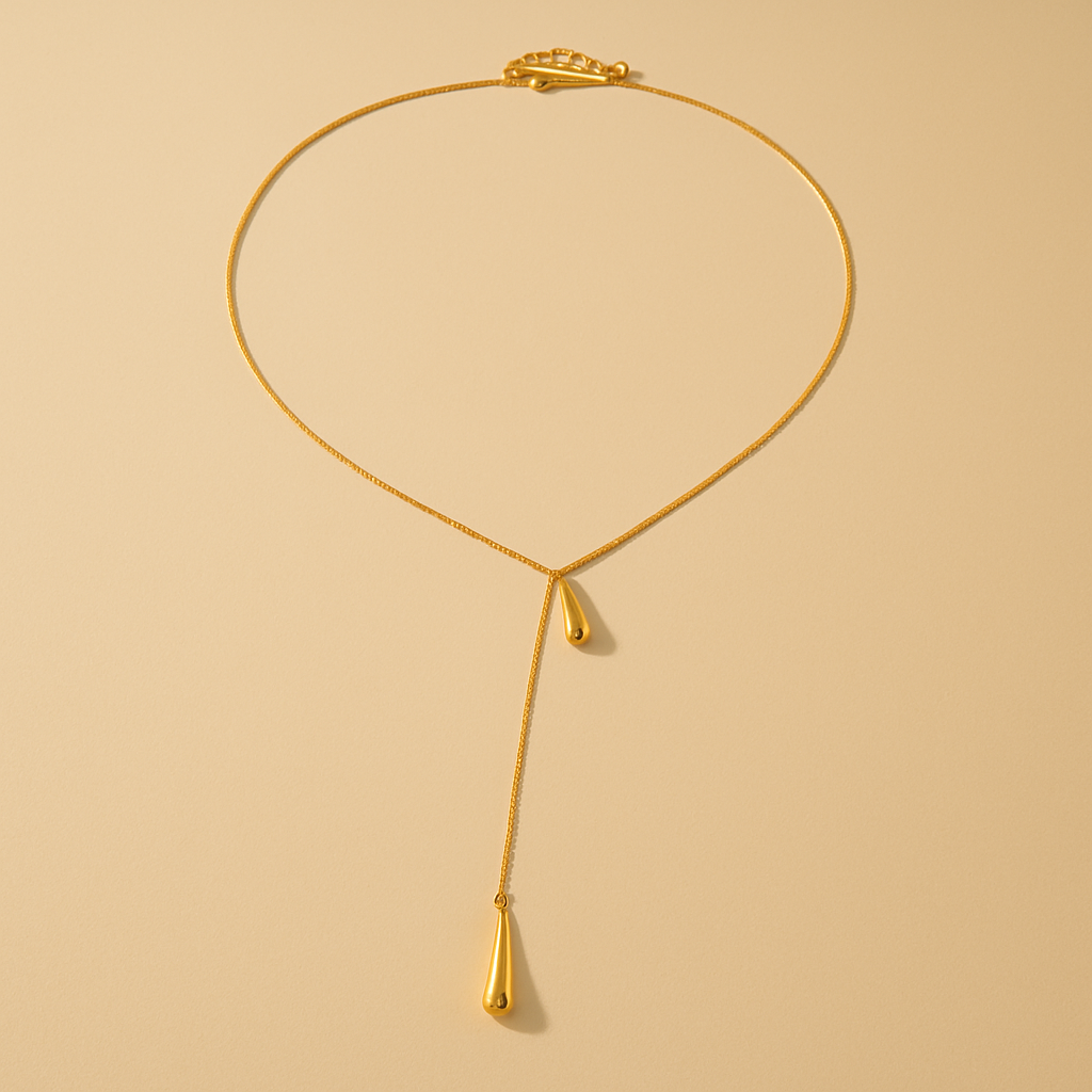 Fine Droplet Necklace 18k Gold Plated Waterproof