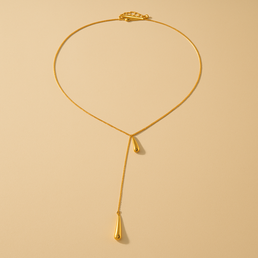Fine Droplet Necklace 18k Gold Plated Waterproof