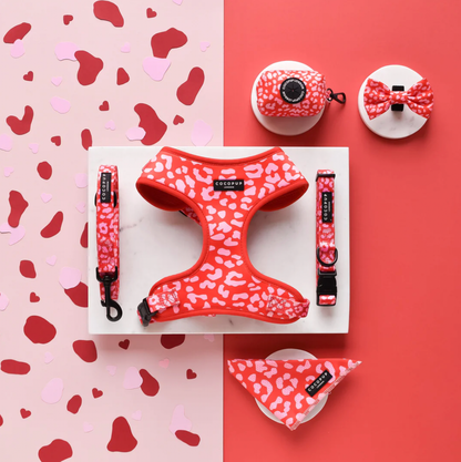 Red & Pink Leopard Adjustable Neck Harness: S