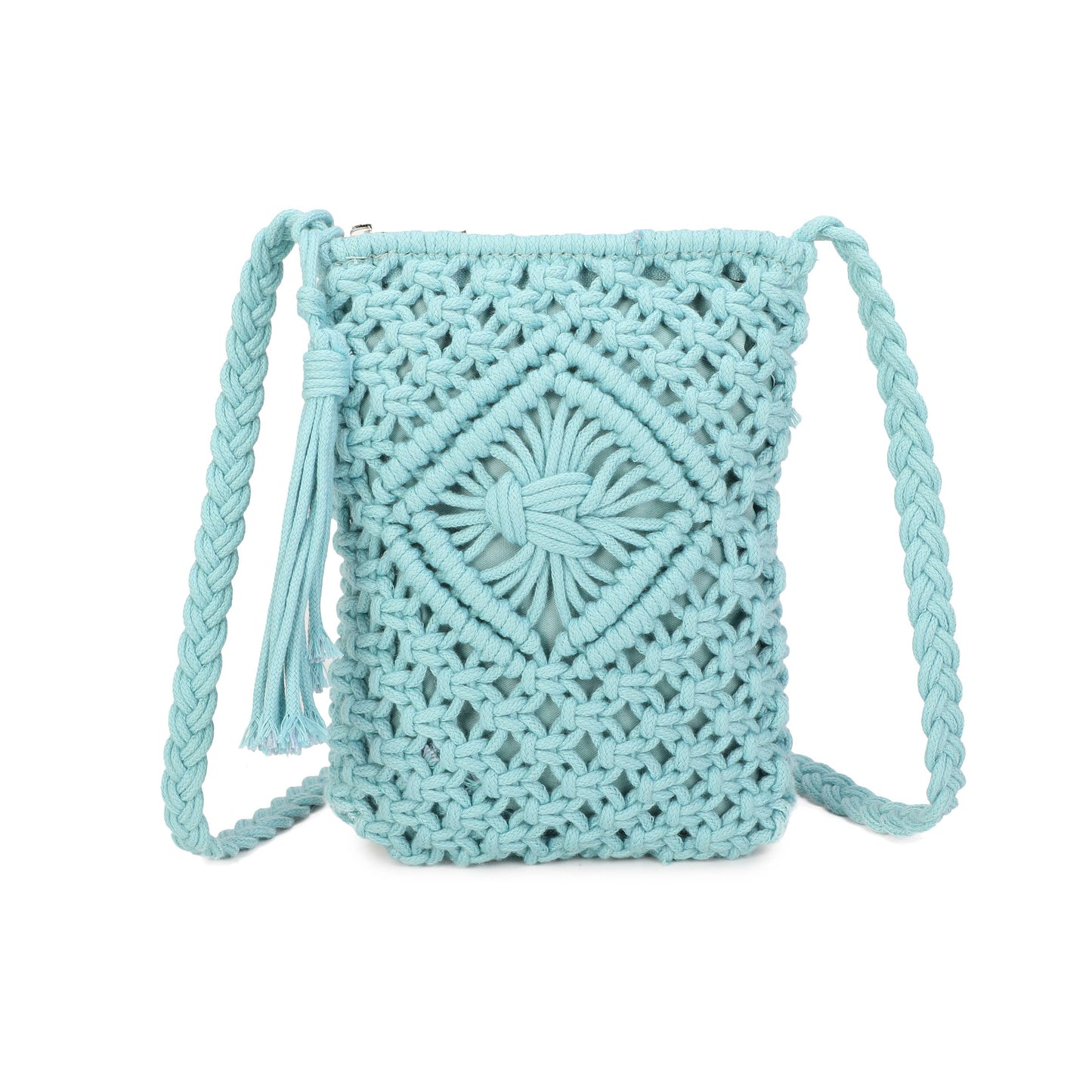 9806 Crochet Crossbody Bag: Khaki