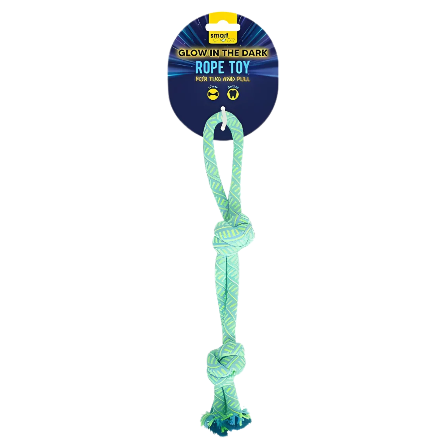 WufWuf & SC Glow in the Dark Double Knot Rope Dog Toy: Blue & Orange