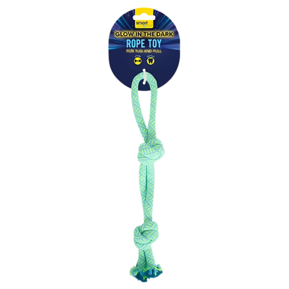 WufWuf & SC Glow in the Dark Double Knot Rope Dog Toy: Blue & Orange