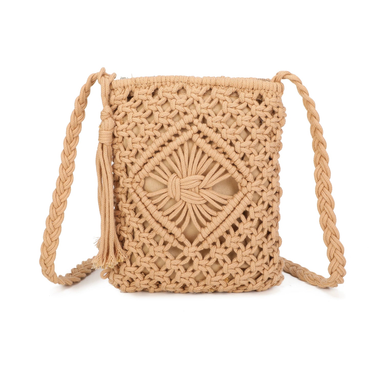 9806 Crochet Crossbody Bag: White