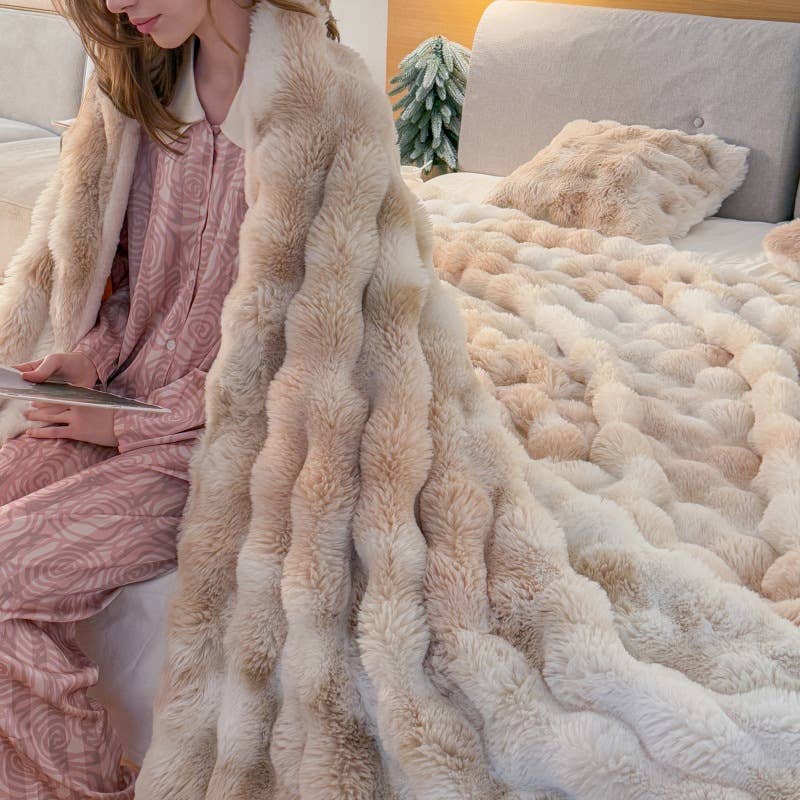 Cosy Faux Fur Sofa Chair Throw Blanket (130cm*160cm) BLK019: Black Mix