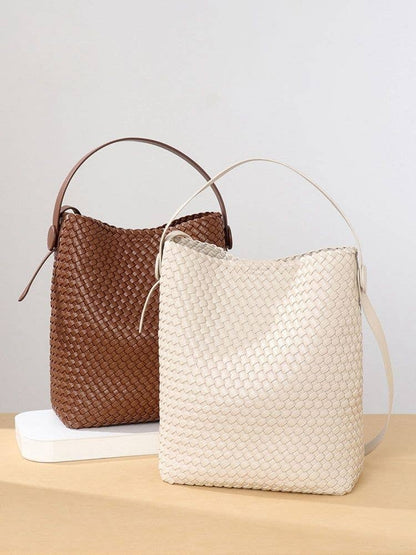 Luxury Woven Hobo Bag with Matching Pouch B2047: Tan