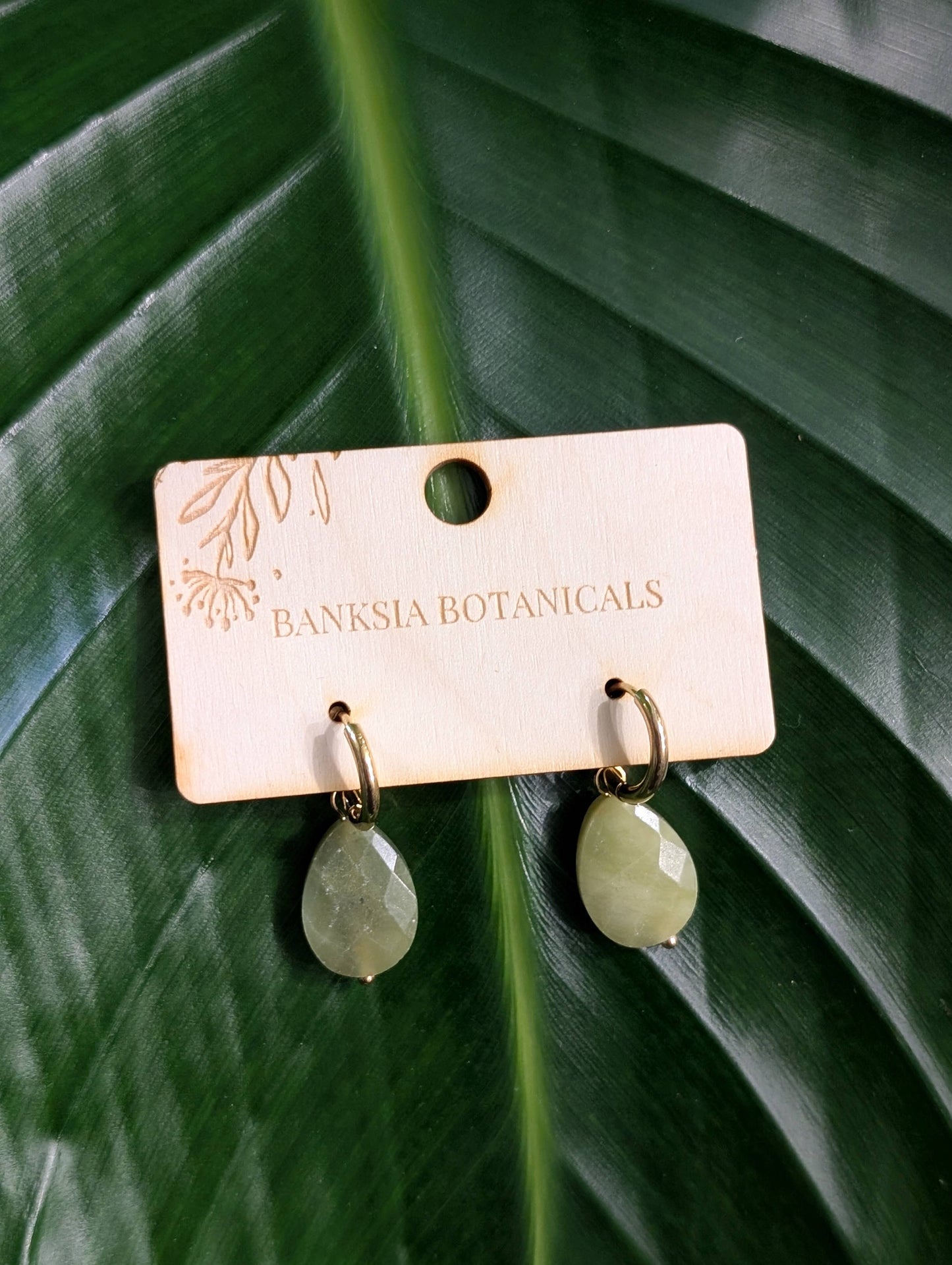Green Stone Statement Earrings