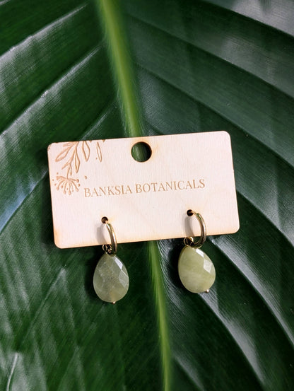 Green Stone Statement Earrings