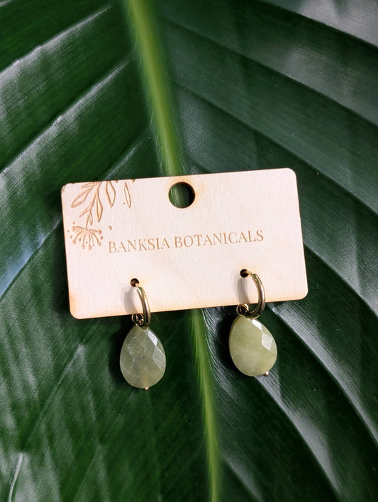 Green Stone Statement Earrings