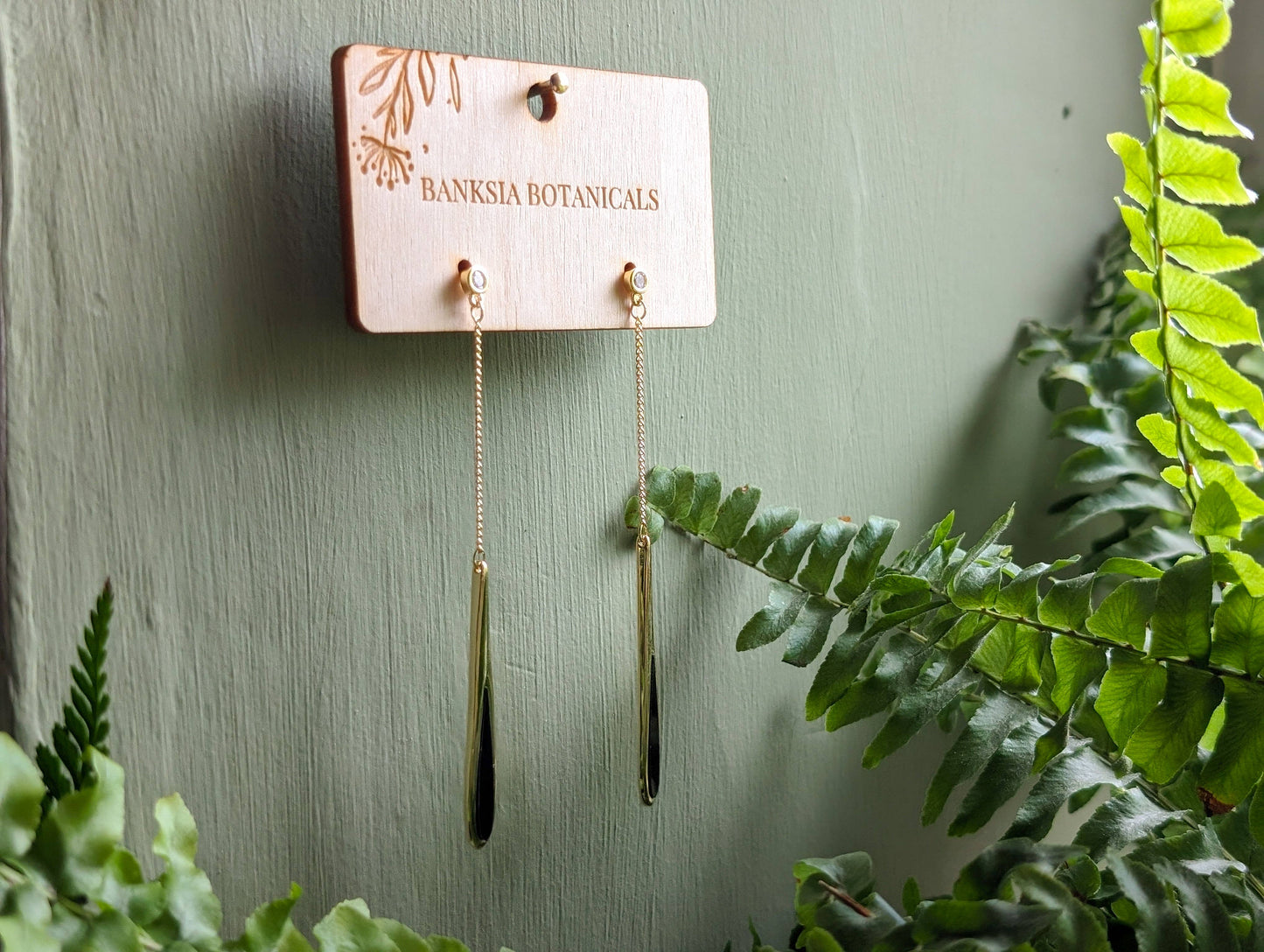 Gold &Black Dangle Earrings