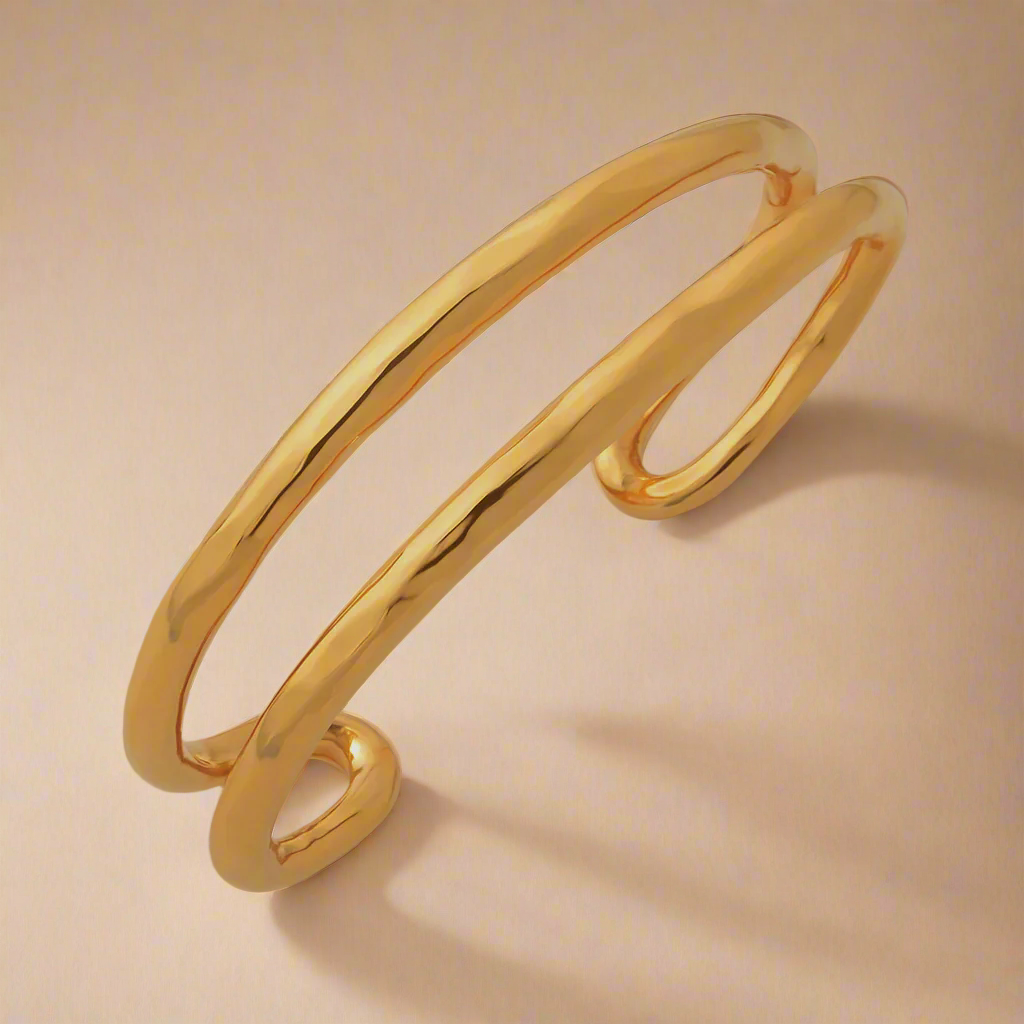 Double Hammered Molten Cuff 18k gold plated or silver plated: Silver