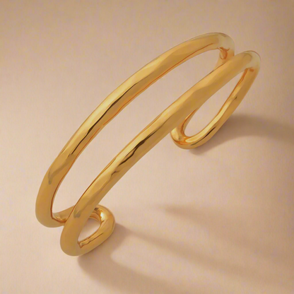 Double Hammered Molten Cuff 18k gold plated or silver plated: Silver