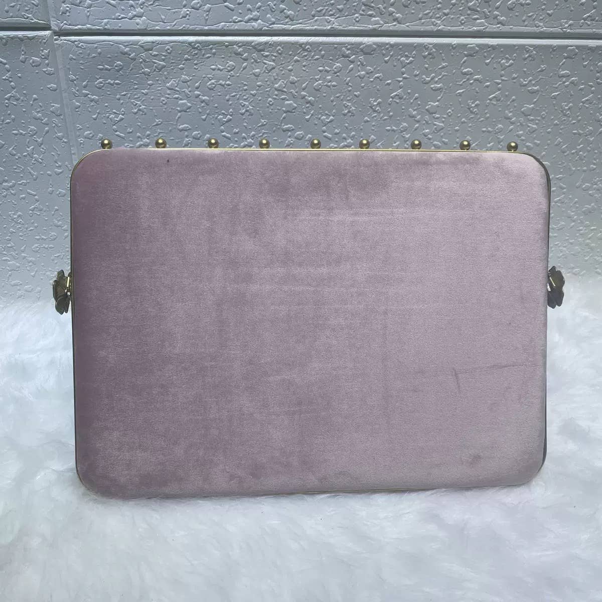Velvet jewellery double sided stand with metal Rose side 002: Grey/Cream