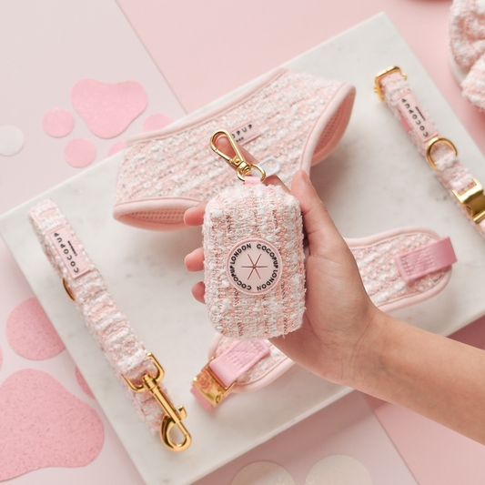 Pink Textured Tweed Poop Bag Holder