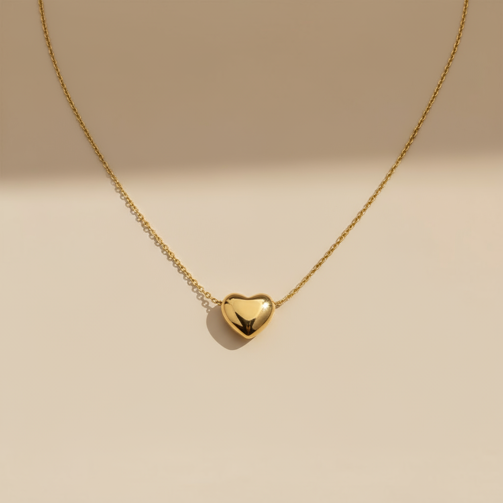 Dainty Heart Necklace 18k Gold Plated Waterproof
