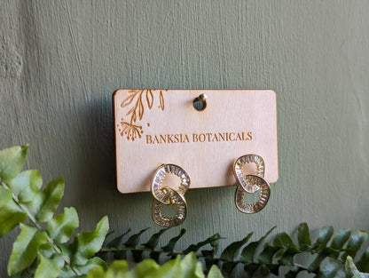 Gold Double Hoop Cubic Zirconia Stud Earrings