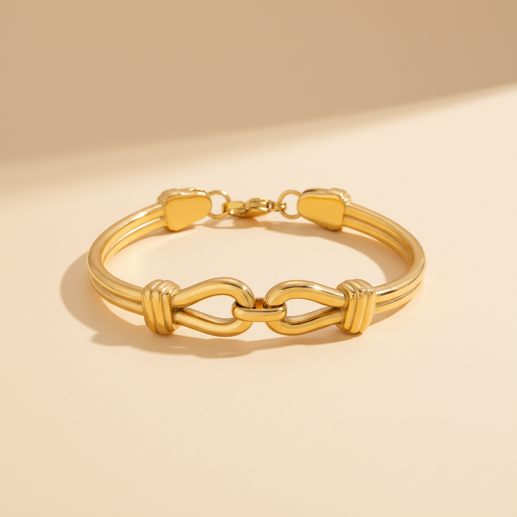 Interlocking Loop Bracelet 18k Gold Plated Modern 