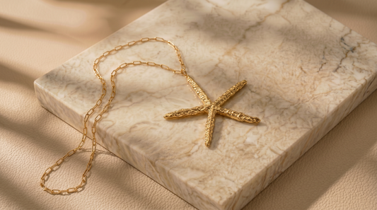 Starfish Link Chain Necklace 18k Gold Plated Holiday Summer