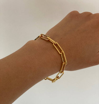 Link Chain Bracelet 18k Gold Plated – Sleek & Sculptural