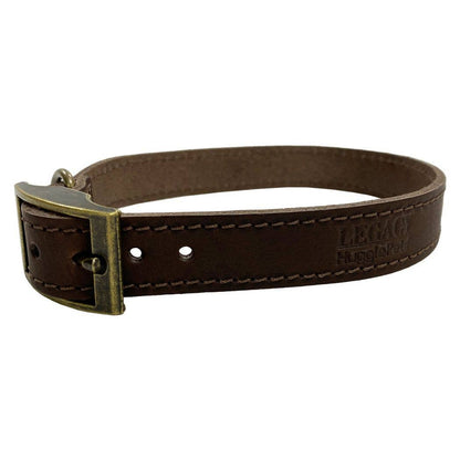 HugglePets Legacy Leather Dog Collar: Khaki / Medium