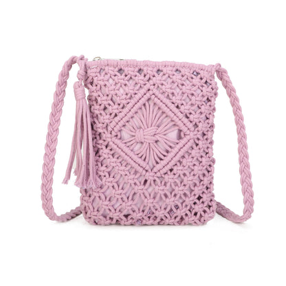 9806 Crochet Crossbody Bag: White