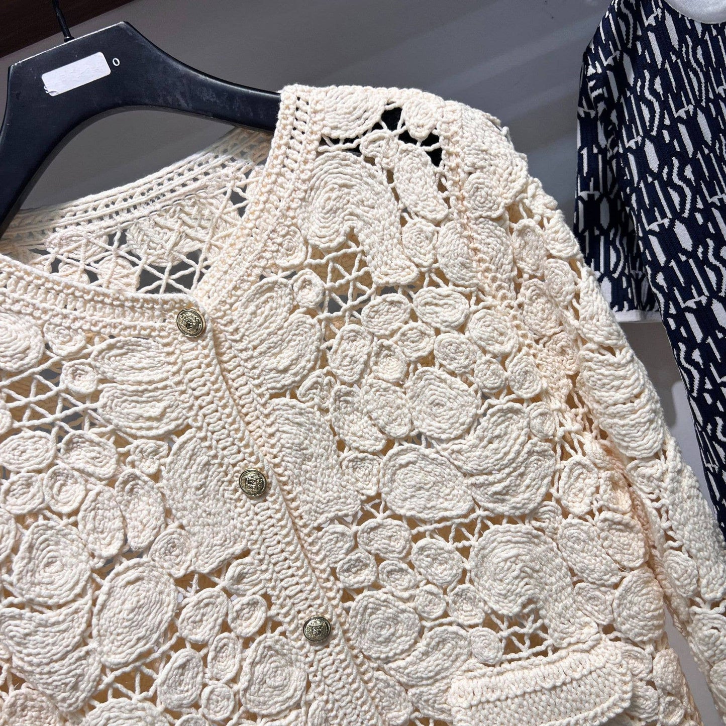 Cream Floral Crochet Cardigan