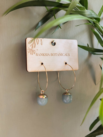 Blue Stone Hoop Earrings