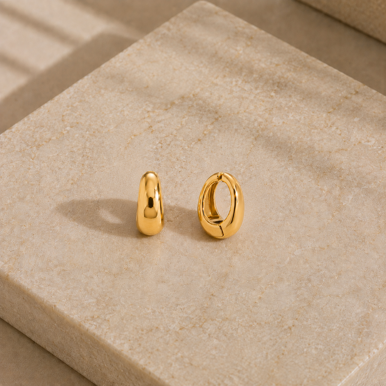Mini Dome Hoop Earrings 18k Gold Plated Waterproof