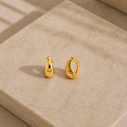 Mini Dome Hoop Earrings 18k Gold Plated Waterproof