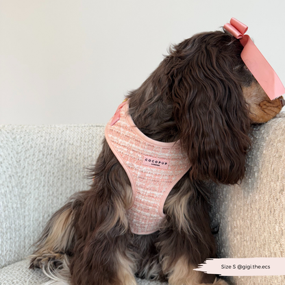 Pink Textured Tweed Adjustable Neck Harness: S