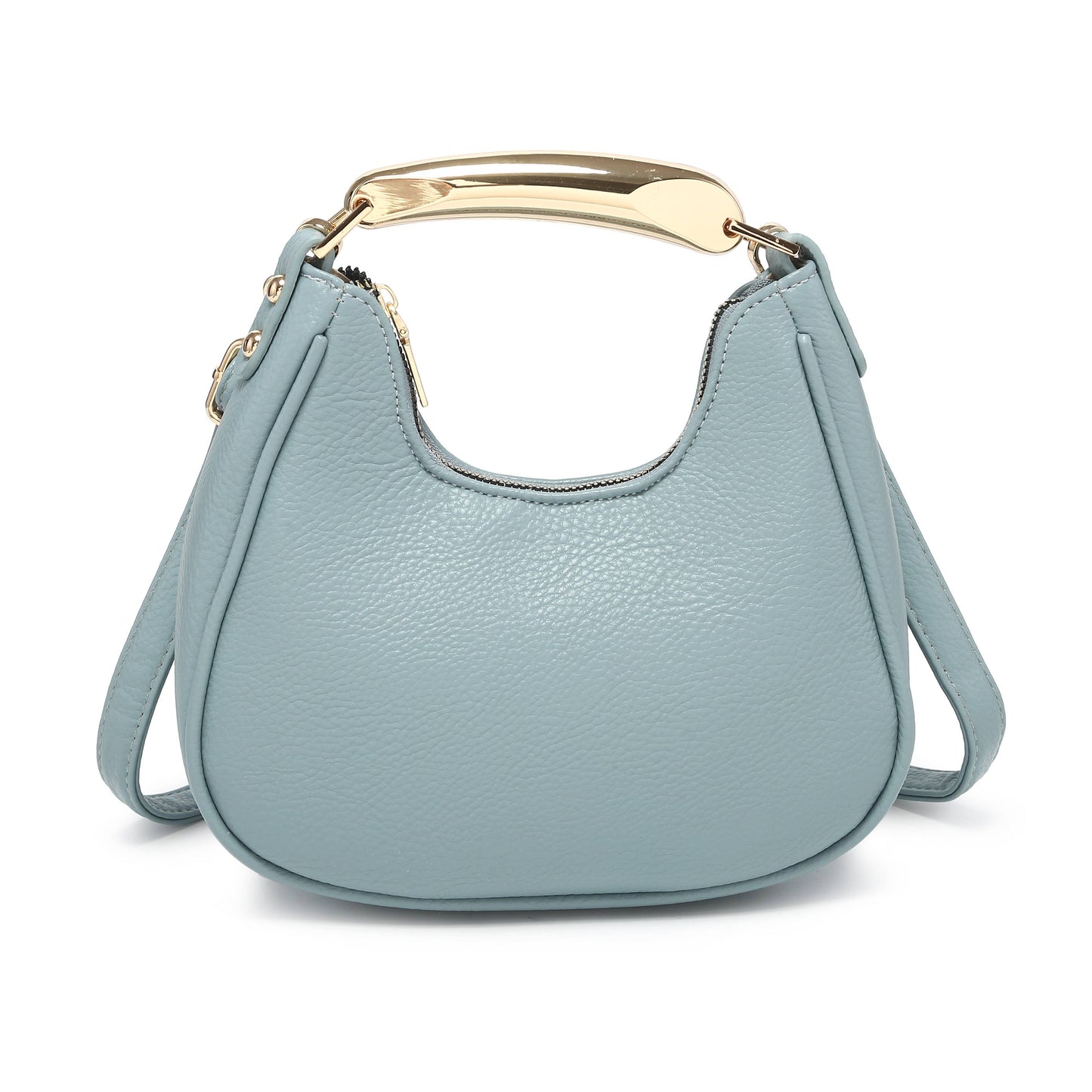 B23052-Top Zip Closure Metal Handle Grab Bag: Olive